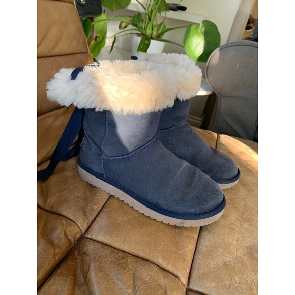 Koolabura Blue UGGS 6 bow sheep wool lined fleece roll down - Picture 9 of 9